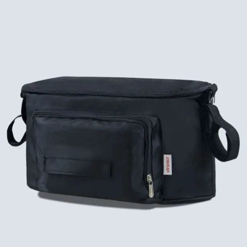 Comfortable Baby Stroller Organizer Bag with Zipper Closure Front Pocket Side Loops – Black Carefully Designed