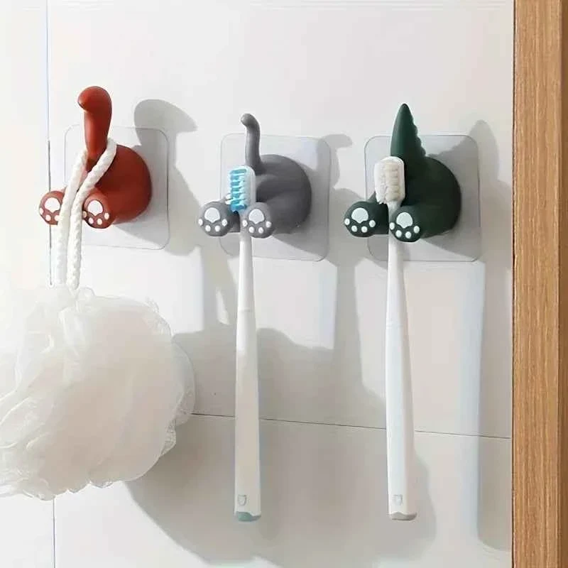User-Friendly Cute Cartoon Animal Toothbrush Holder Wall Mounted Bathroom Storage Rack Selected