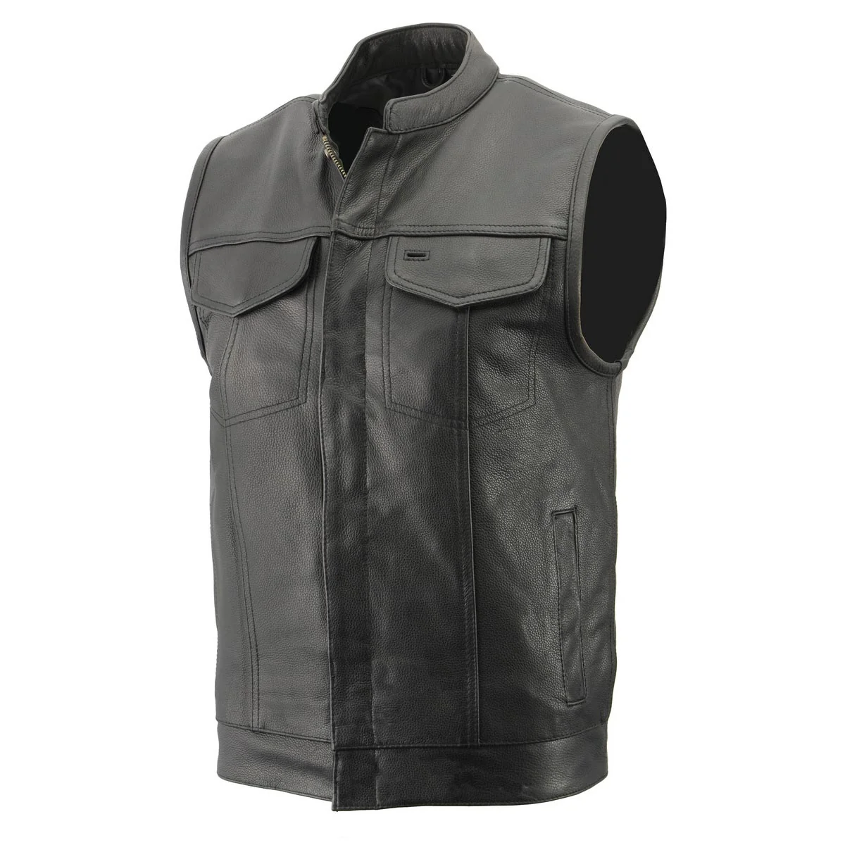 Optimized Men s Premium Cowhide Leather Club Style Motorcycle Biker Riding Vest BZ6410 Easy-to-Use