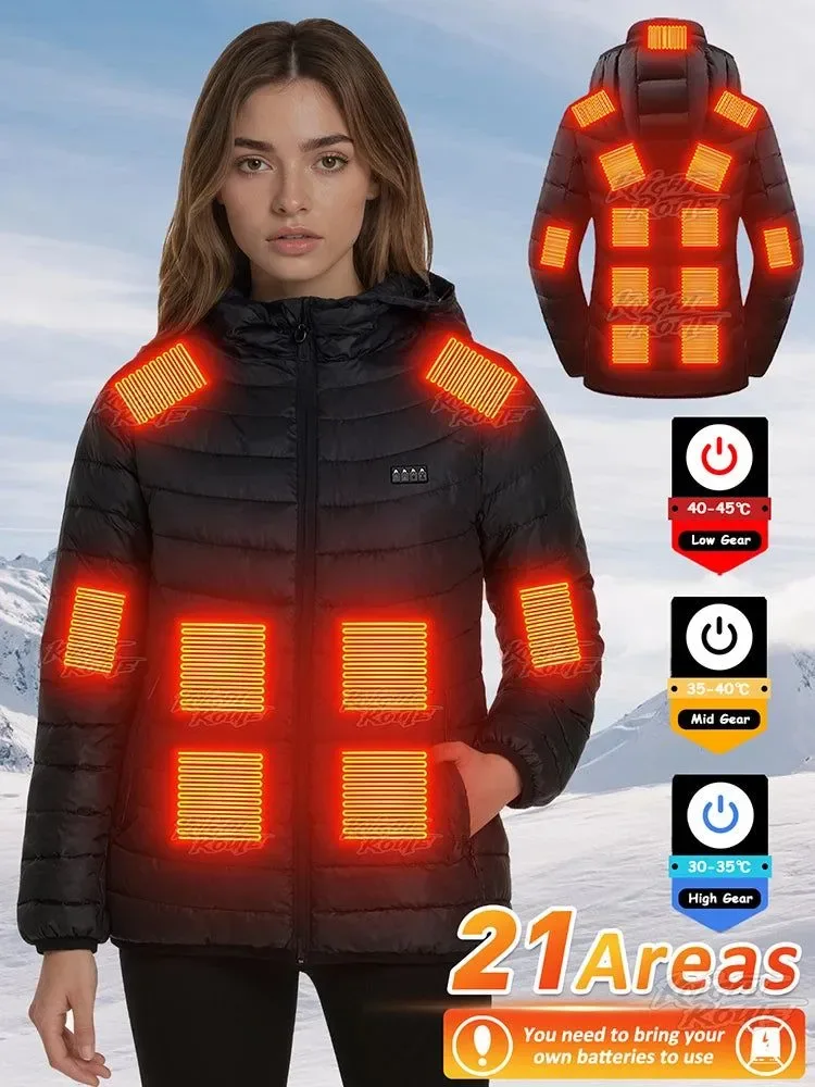 Crafted Stylish Heated Winter Jacket for Women – 21-Zone Heating with 4 Smart Switches Healthy