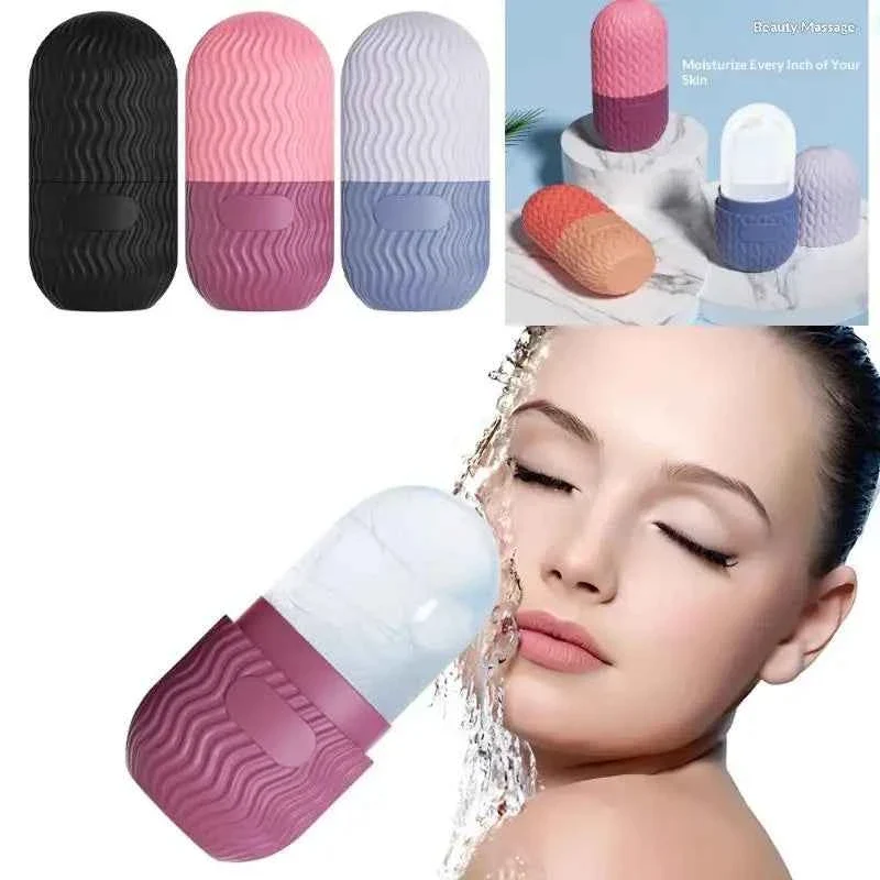 Pure Silicone Cube Tray Shape Facial Ice Roller Reusable Face Massage Roller Skin Care Tool Clean