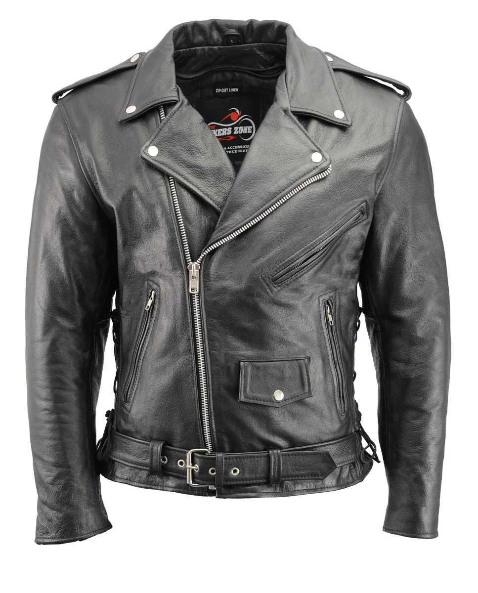 Innovative Men s Premium Buffalo Black Leather Motorcycle Jacket with CE Armor Protection BZ1512 Convenient
