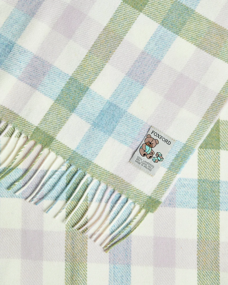 Fast Foxford Pastel Check Lambswool Baby Blanket Long-Lasting