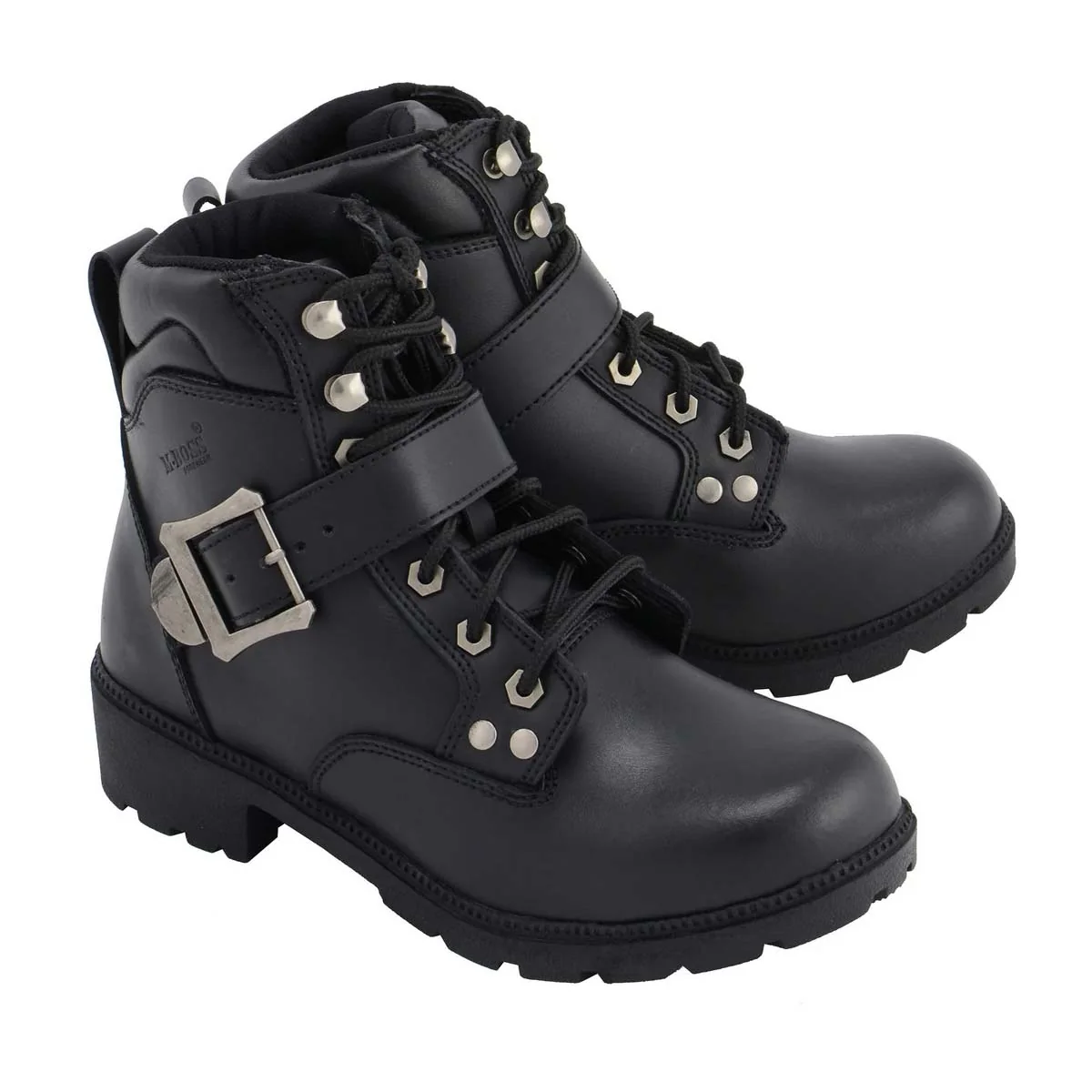 Classic M Boss Apparel BOS49301 Women's 7-Inch Black Road Captain Leather Motorcycle Boots Prestigious