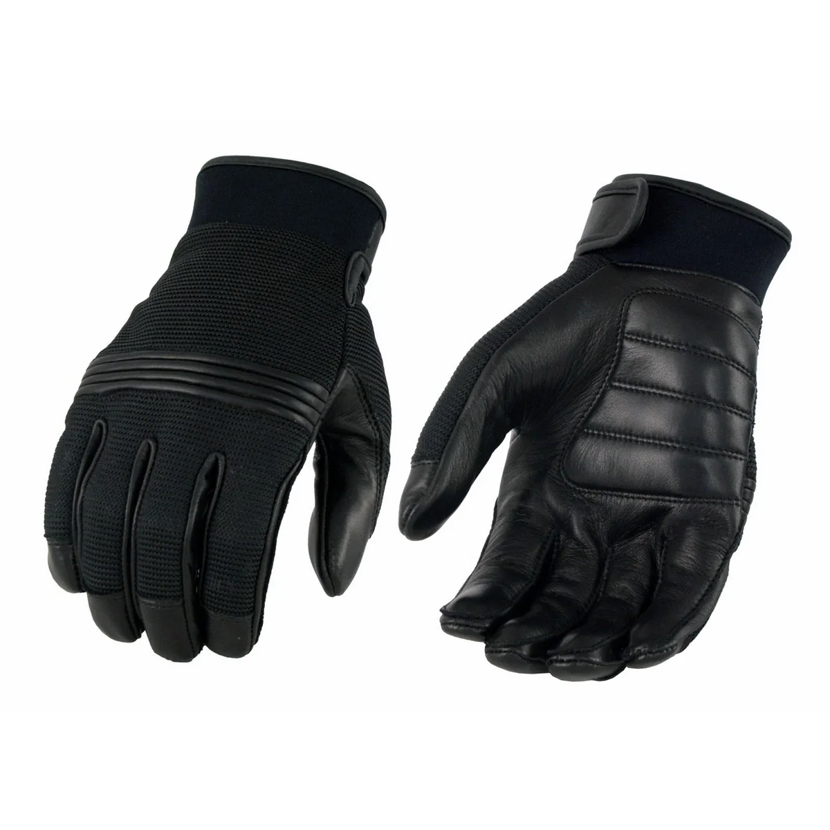 Verified M Boss Motorcycle Apparel BOS37530 Men's Black Leather with Perforated Mesh Racing Gloves Smart