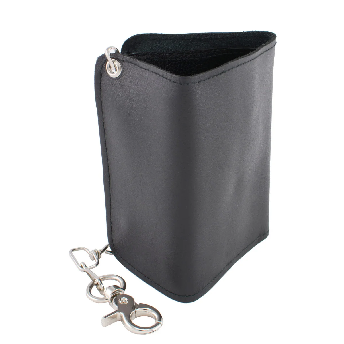 Trusted Milwaukee Leather MLW7820 Men's Black Leather Tri Fold Wallet with Steel Chain User-Friendly