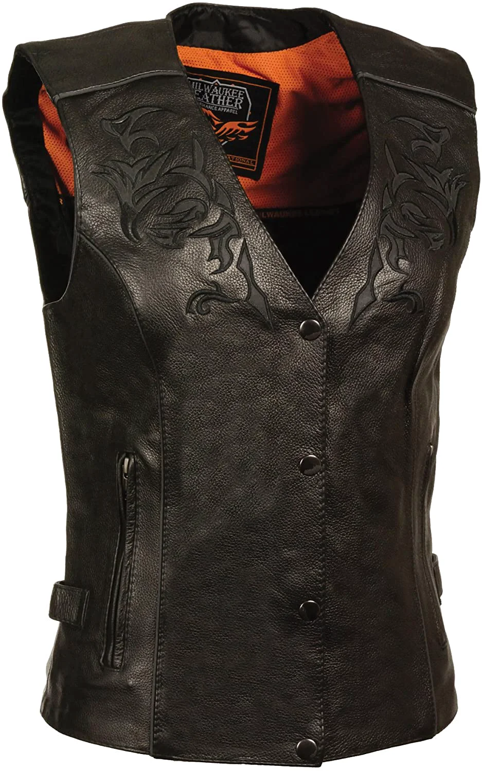 Fashionable Milwaukee Leather ML1293 Women's Black Wing Studded Leather Vest Dependable