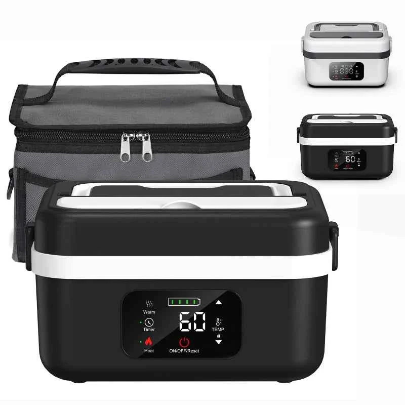 Sophisticated Wireless Electric Insulated Lunch Box 8000mAh Battery 60W Heating Food Warmer with 1L Stainless Steel Container Traditional