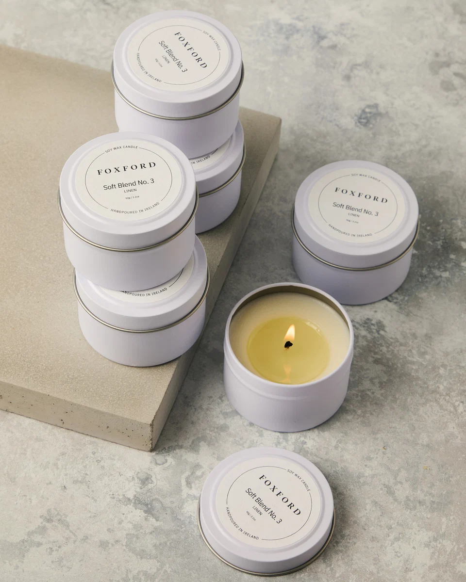 Sustainable Foxford No.3 Linen Travel Candle 90g High-Quality