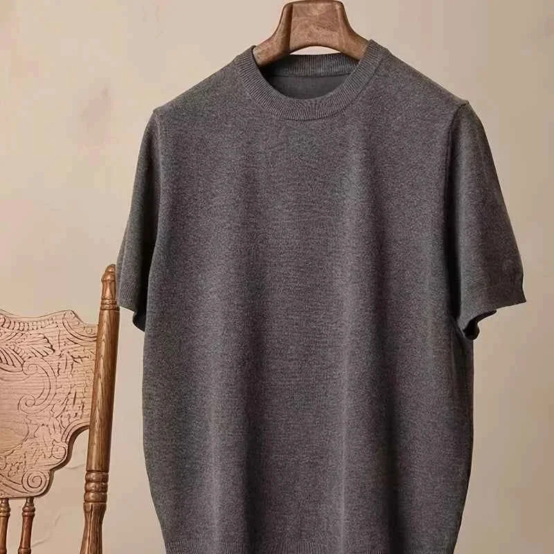 Premium Material LVLAEA Men s Charcoal Gray Round-Neck Short-Sleeve T-Shirt Classic