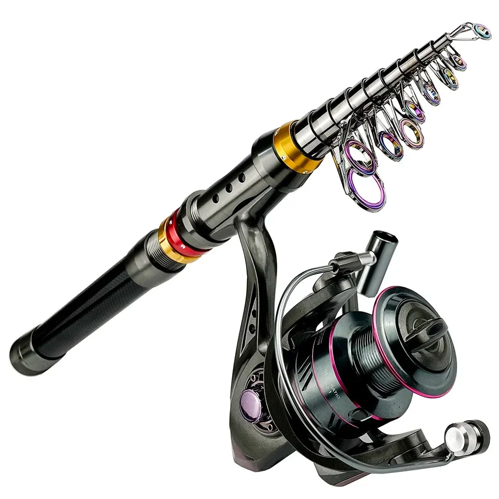 Solid Carbon Fiber Telescopic Fishing Rod Reel Combo 1.8-3.6M Innovative