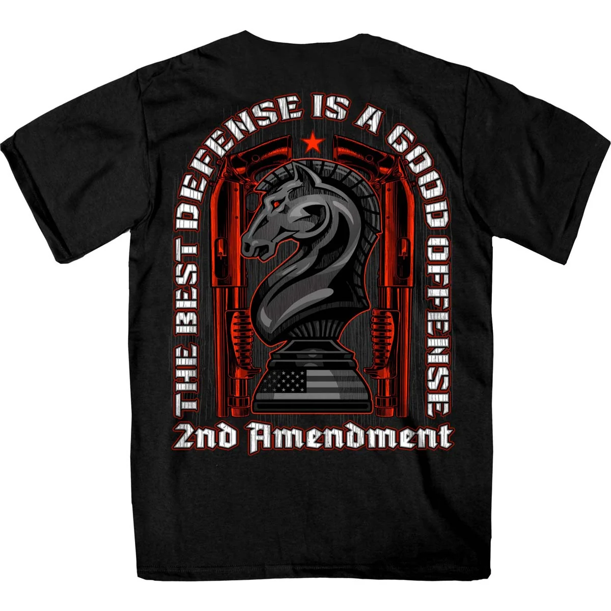 Practical Hot Leathers GMD1520 Men's Black The Defense 2nd Amendment Short Sleeve T-Shirt Verified