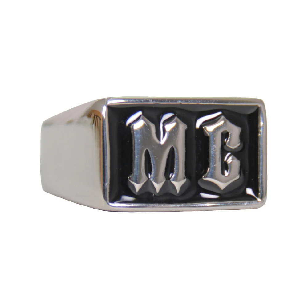 Consistent Hot Leathers JWR2129 Men's Silver 'MC' Stainless Steel Ring Practical