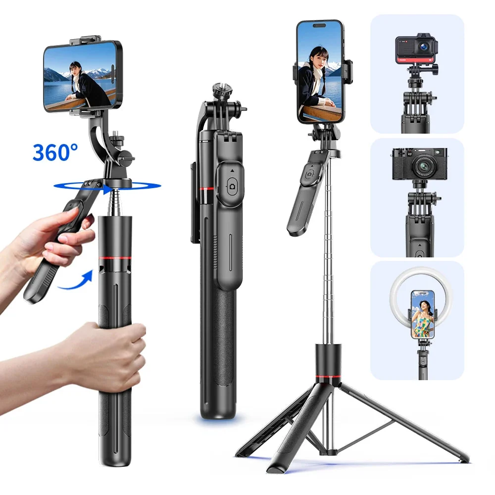 Versatile Selfie Stick Tripod 1708mm Bluetooth Remote 360° Rotation Safe