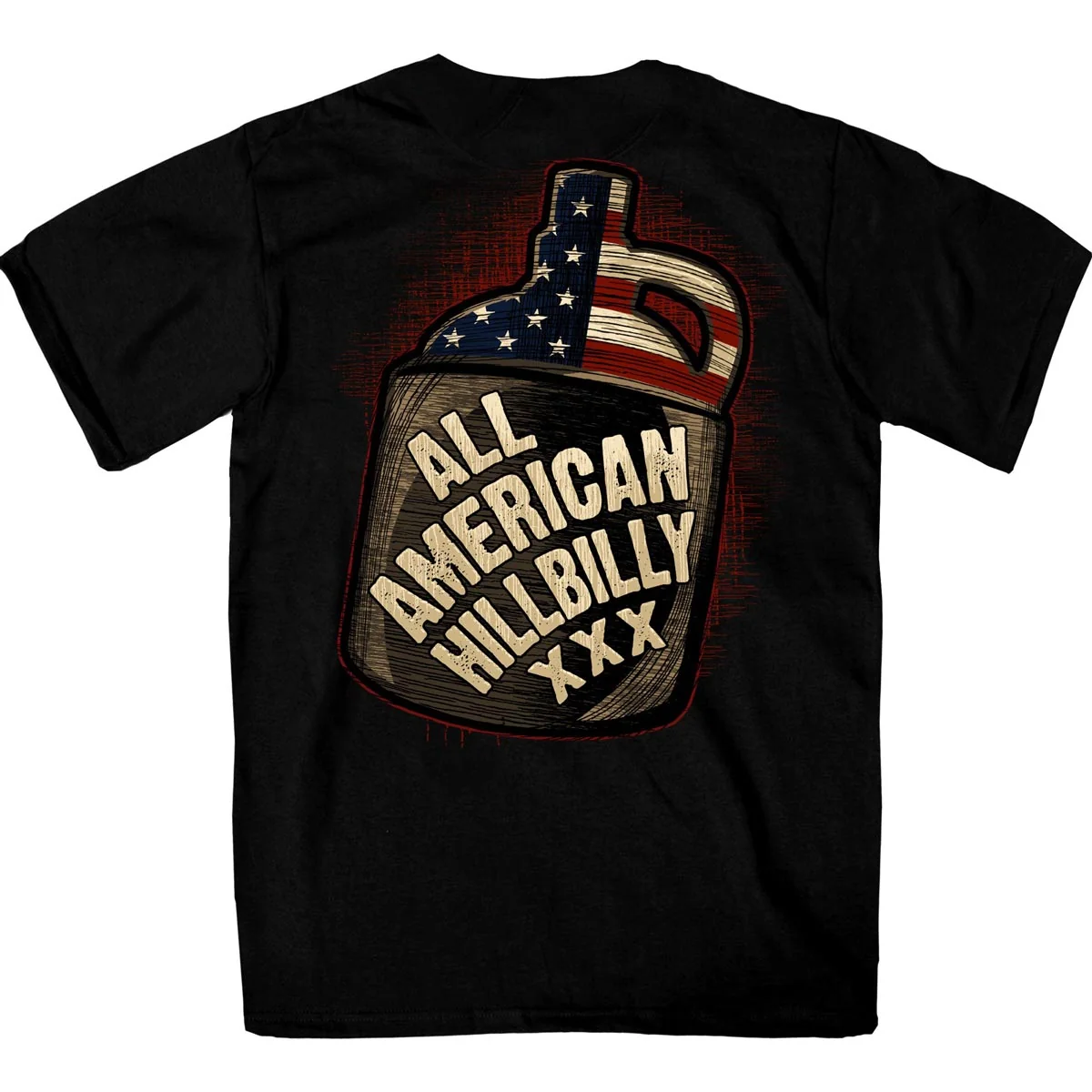 Certified Hot Leathers GMD1517 Men's Black All American Hillbilly Double Sided T-Shirt Breathable