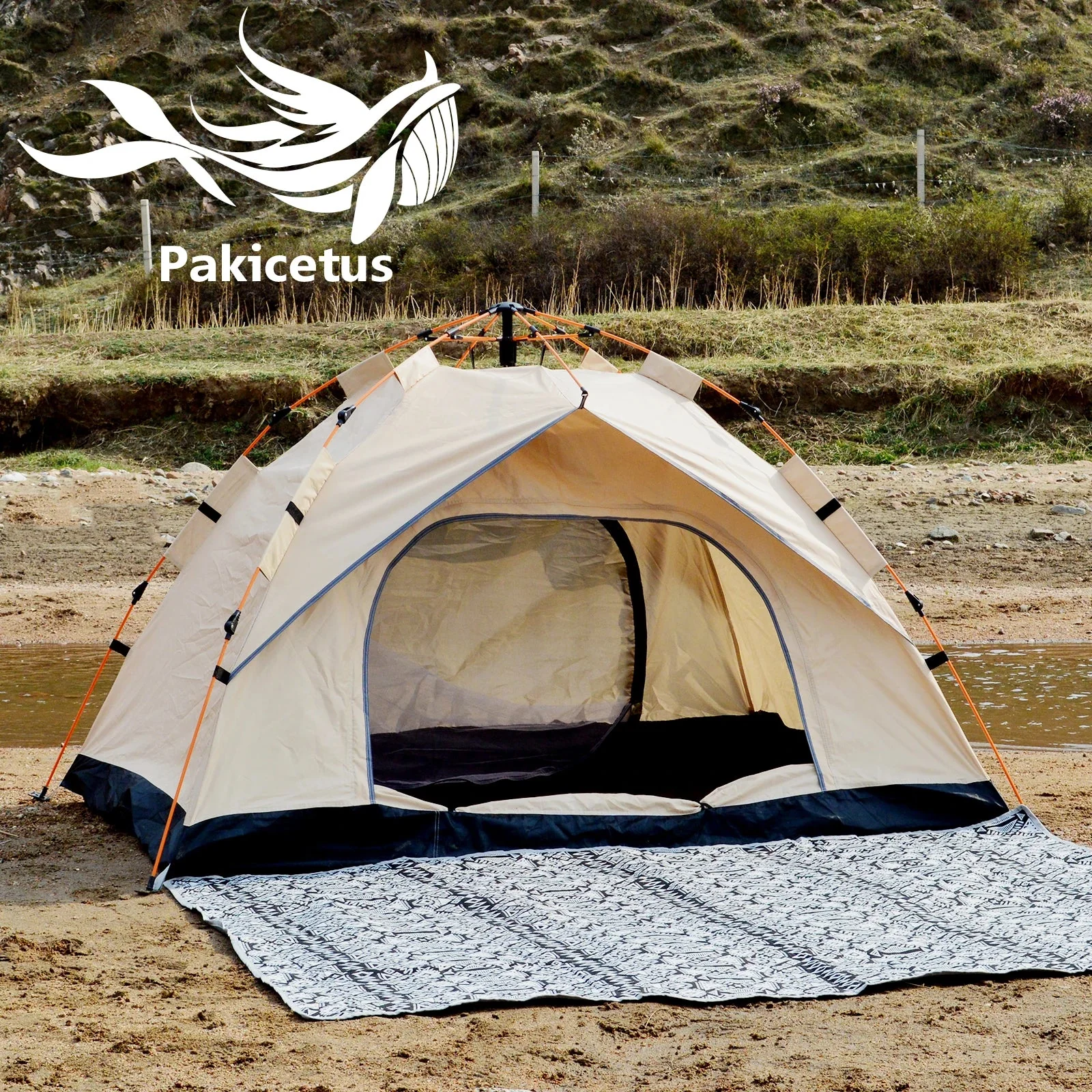 Clean 3-4 Person Instant Pop-Up Camping Tent – Dual Doors Waterproof Quick Setup Shelter Fashionable