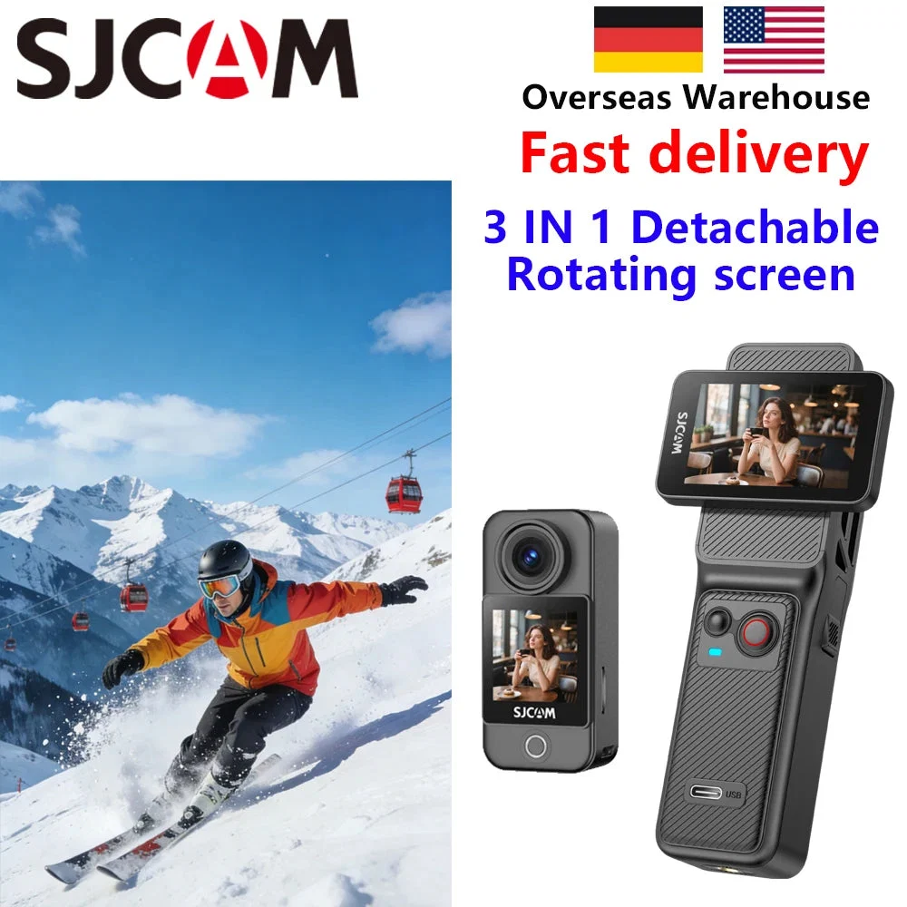 Enhanced SJCAM C400 4K Pocket Camcorder – Dual Stabilisation 30m Waterproof WiFi Rotating Touch Screen for Travel Vlogging Elite