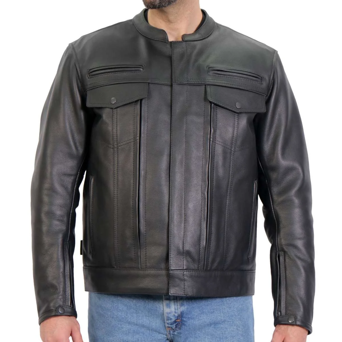 Soft Hot Leathers Men's Lockstep Leather Motorcycle Jacket - JKM1028 LOCK STEP Responsible