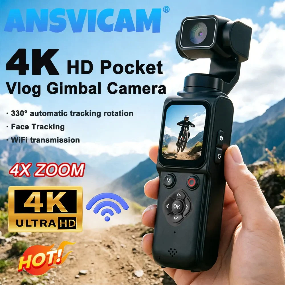 High-Performance ANSVICAM 4K Wifi Pocket Vlogging Camera 330° Auto Rotatable Touch Screen Sports DV Bodycam Face Tracking Portable Action Cameras SPECIFICATIONS Breathable