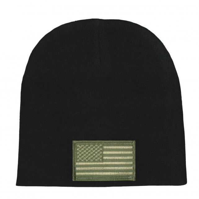 First-Class Hot Leathers KHB5003 Woodland Camo American Flag Knit Hat Fine Crafted