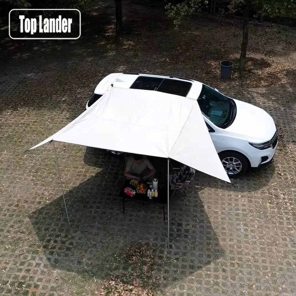 Refined Manta Ray Car Side Awning – Black Coating Waterproof Tarp with Suction Cup Anchor Manta Ray Car Side Awning – Black Coating Waterproof Tarp with Suction Cup Anchor User-Friendly