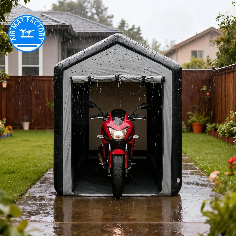 Green Inflatable Folding Garage – PVC Heavy-Duty Inflatable Shelter for Motorcycle Bicycle Outdoor Storage High-Grade