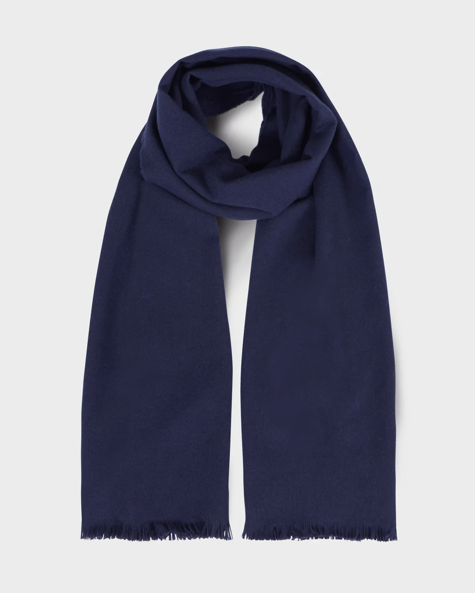 Consistent Foxford Solid Navy Fine Wool Cashmere Blend Scarf Green