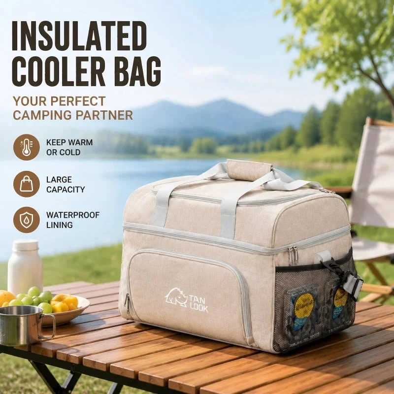 Outstanding Large Capacity Insulated Camping Ice Bag – Portable Hand-Held Thermal Cooler Tote for Outdoor Sports Picnics Camping Eco-Friendly
