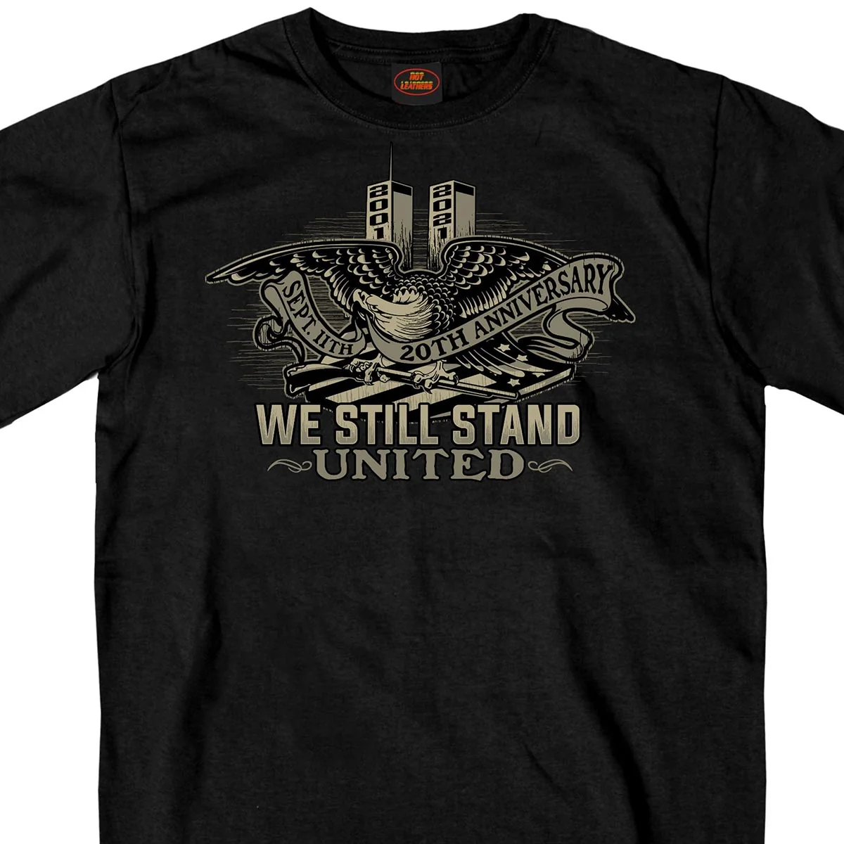 Smart Hot Leathers GMS1493 Men's Black '9-11 United We Stand Eagle' T-Shirt Exceptional