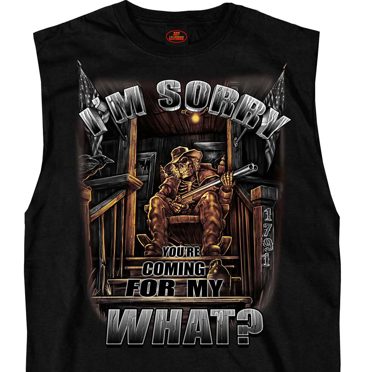 Comfortable Hot Leathers GMT3337 Men s Black 'Coming For My What' Sleeveless Tank Top Shirt Quality