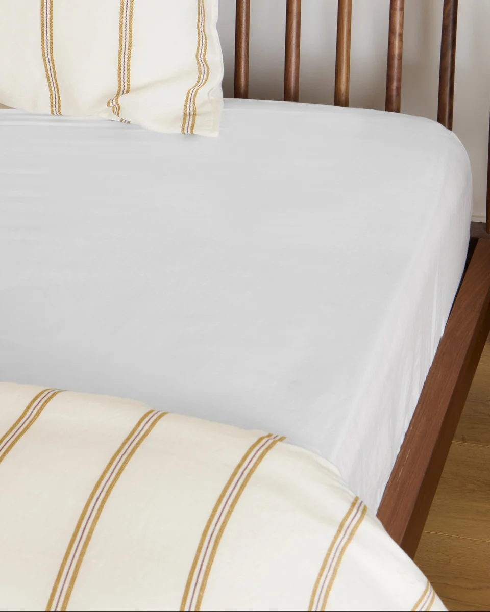 Organic Foxford White Linen Blend Fitted Sheet Contemporary