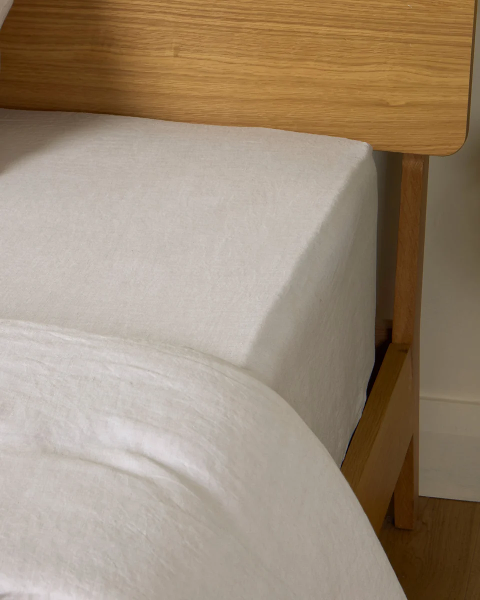 Innovative Foxford Nacre Pure Linen Fitted Sheet Genuine