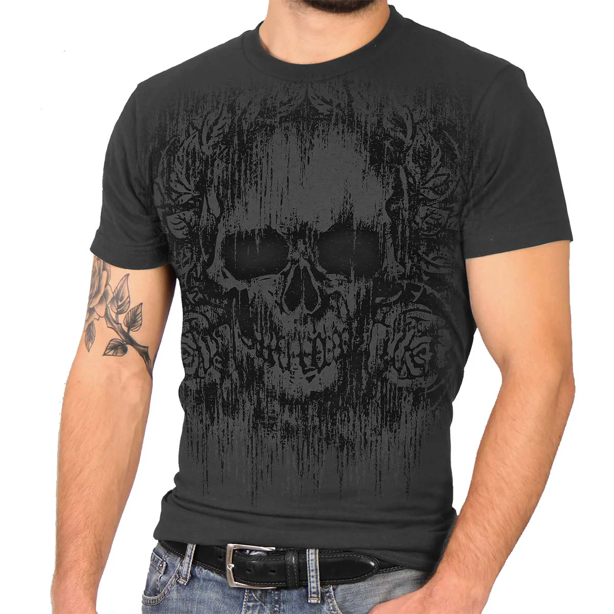 Official Hot Leathers GMS1478 Men's Heather Gray 'Grave Rub' T-Shirt Trendy