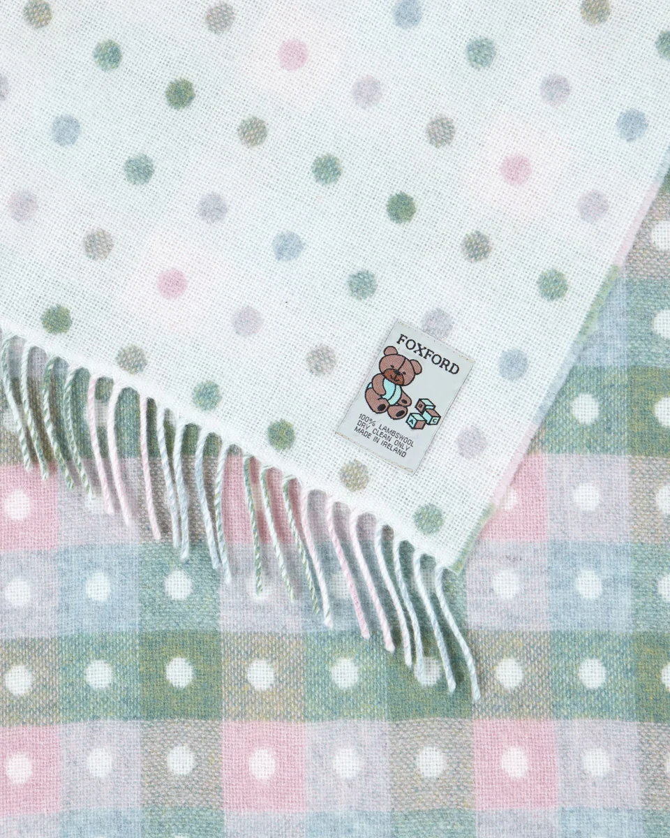 Sophisticated Foxford Pastel Spot Lambswool Baby Blanket Soft