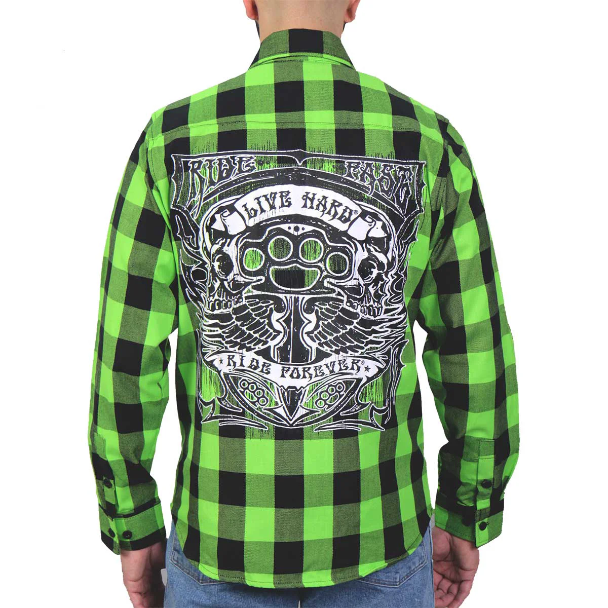 Refined Hot Leathers FLM2106 Men's Brass Knuckles Flannel Long Sleeve Shirt Functional
