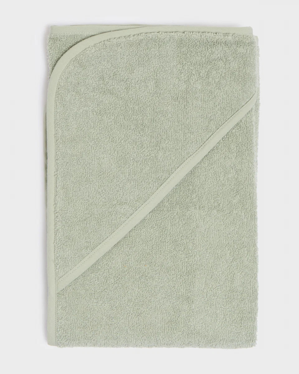 Proven Foxford Hooded Baby Towel- Green Natural
