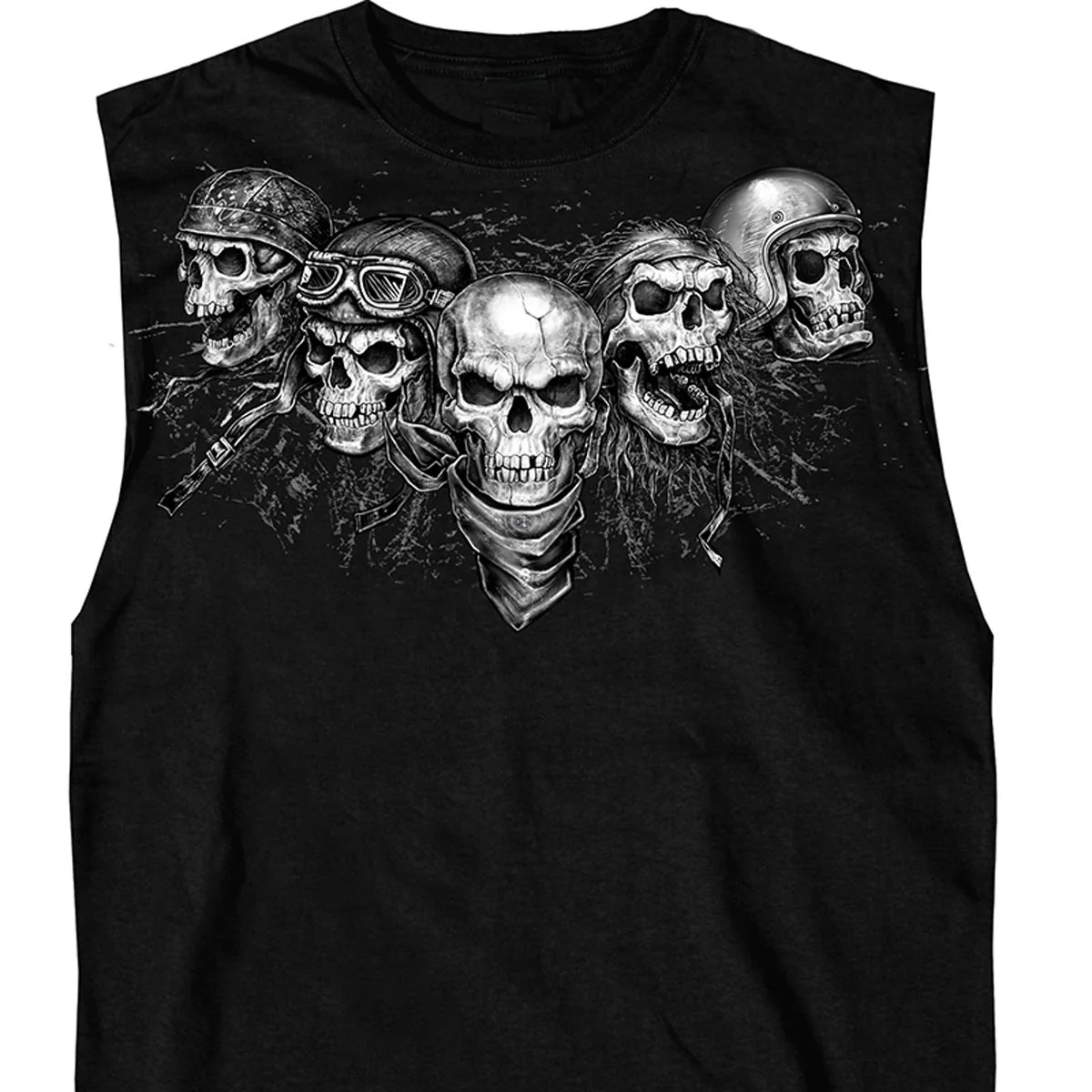 Relaxed Hot Leathers GMT3423 Men s Five Skull Sleeveless Shooter Black Tank Top Shirt Quality