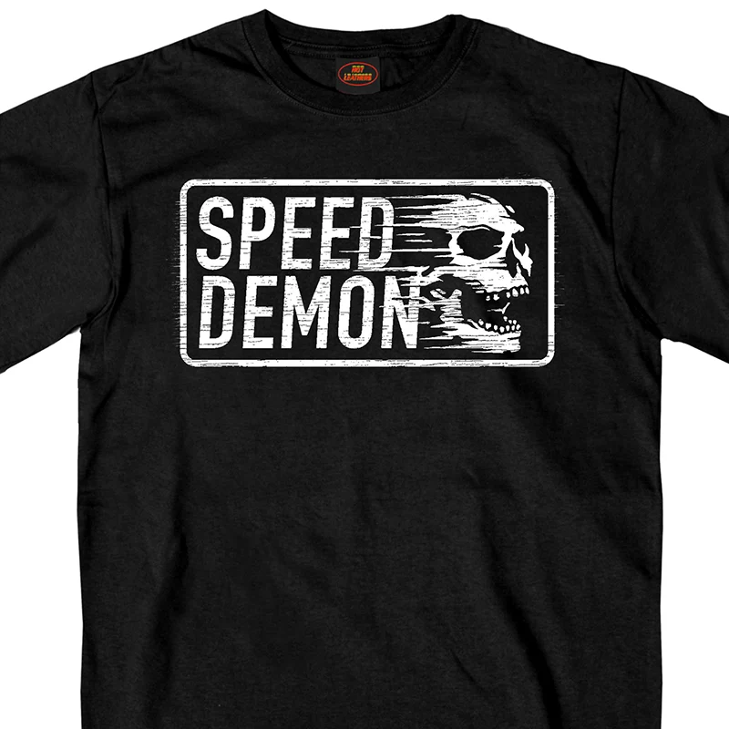 Premium Hot Leathers GMS1487 Men's Short Sleeve Speed Demon Skull Black T-Shirt Crafted