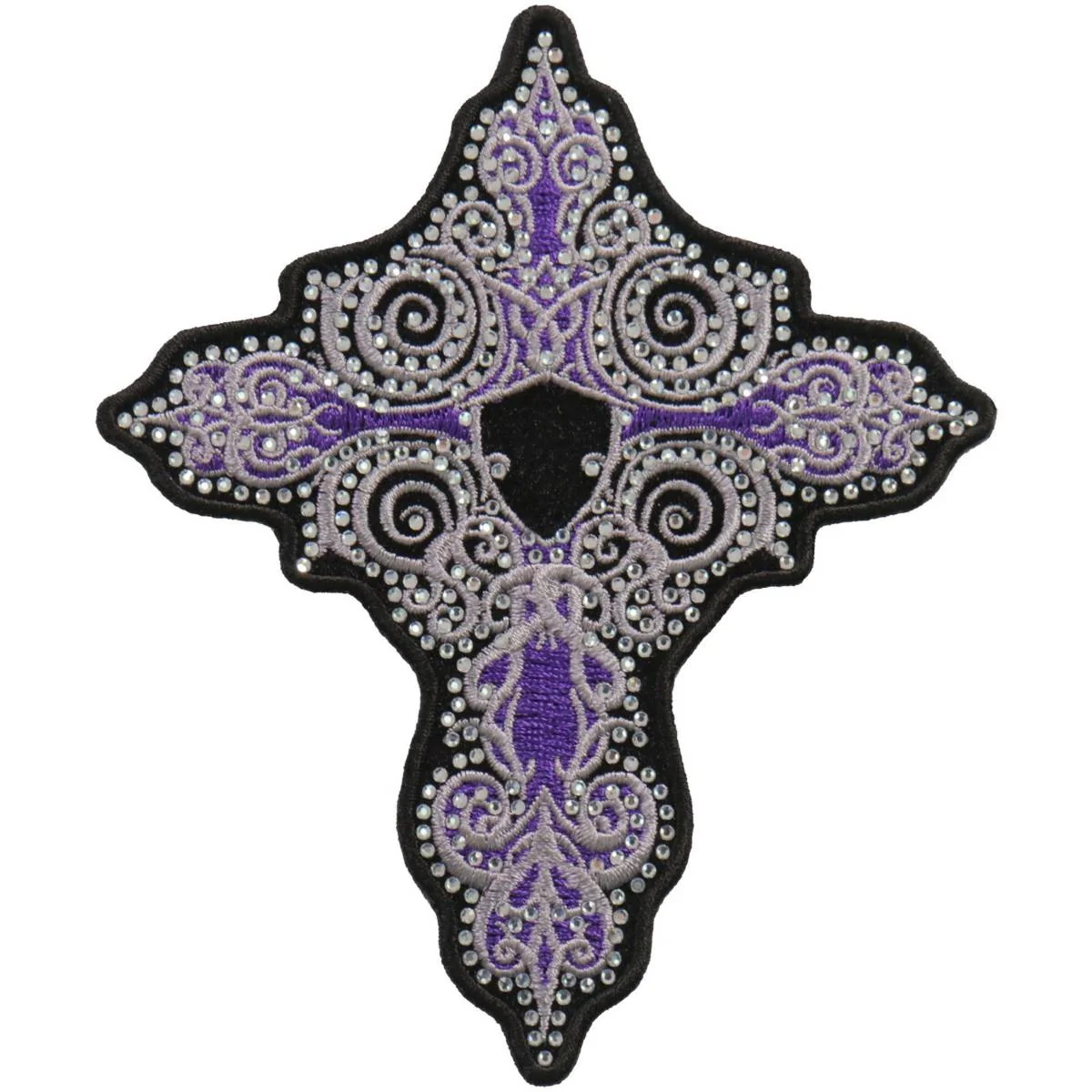 Trendy Hot Leathers PPC3275 5 Inch Rhinestone Purple Cross Patch Unique
