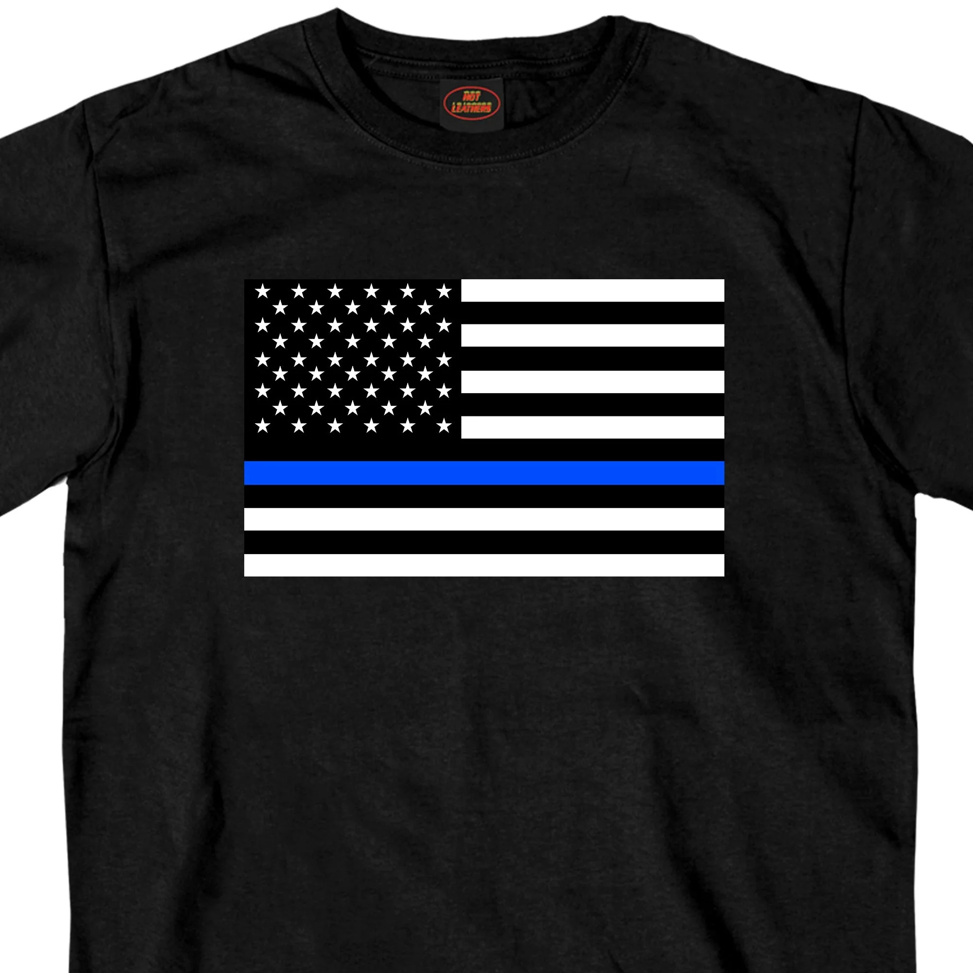 Artisan Hot Leathers GMS1445 Mens Thin Blue Line American Flag Black T-Shirt Selected