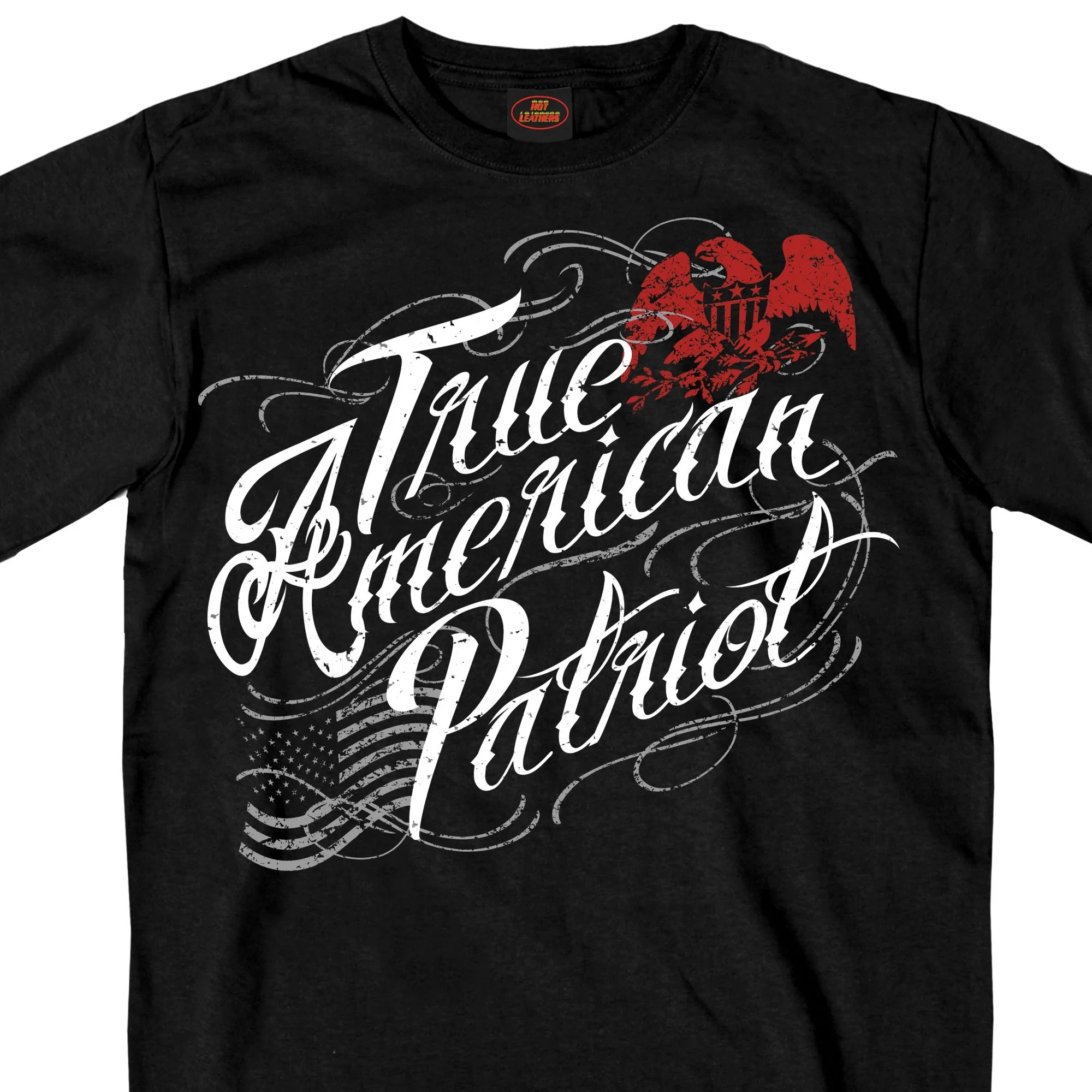 Durable Hot Leathers GMS1454 Mens True American Patriot Black T-Shirt Recyclable