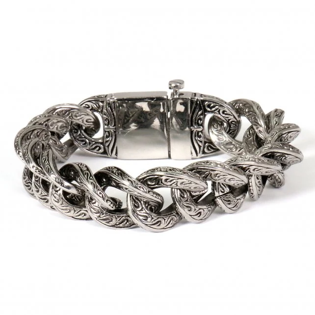 Fine Hot Leathers JWB6204 Ornate Chain Large Links Bracelet Stylish
