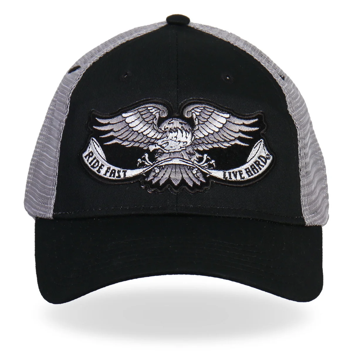 Flexible Hot Leathers GSH2006 Eagle Tattoo Trucker Black and Grey Hat Advanced