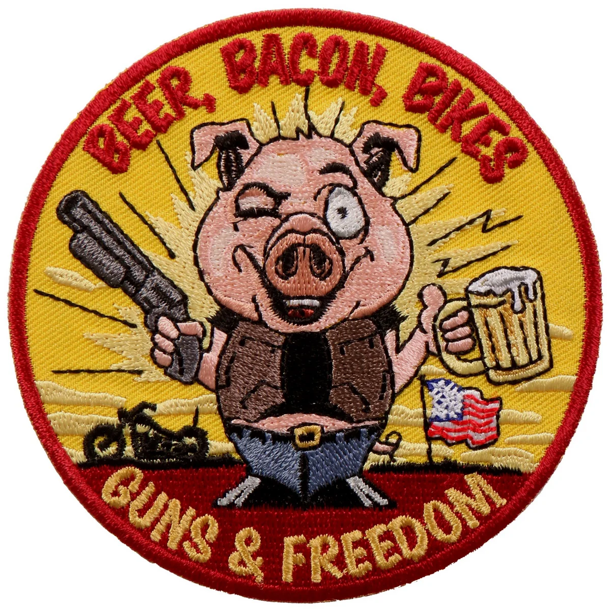 Soft Hot Leathers PPA9753 Beer Bacon Bikes and Guns 4 x4 Patch Outstanding