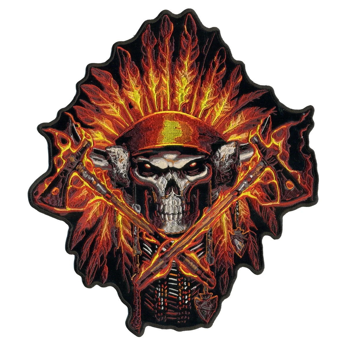 Exceptional Hot Leathers PPA7149 Flame Headress Indian 11 x 12 Patch Secure