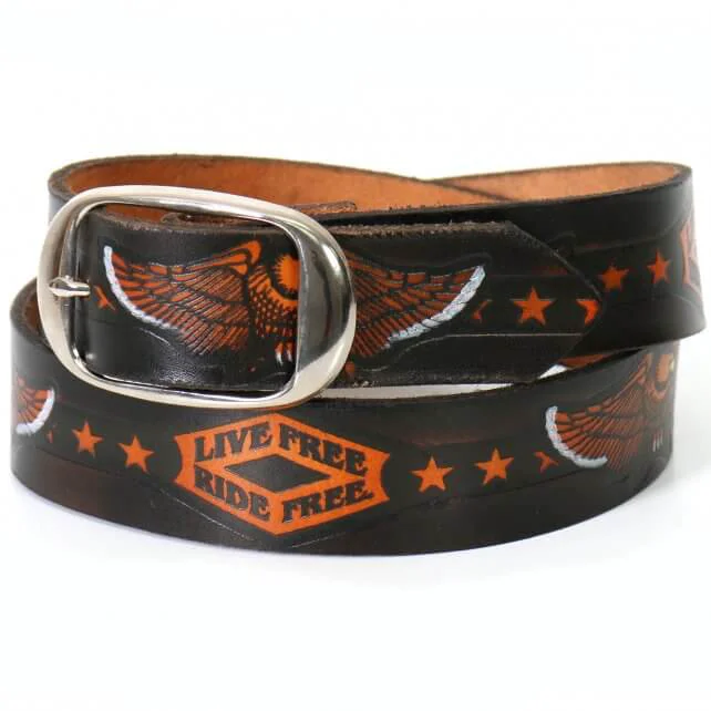Detailed Hot Leathers BLE1002 Live Ride Embossed Leather Belt Environmentally Friendly