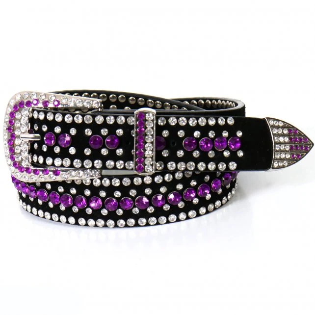 Original Design Hot Leathers BLA1082 Ladies Purple Rhinestone Leather Belt Selected