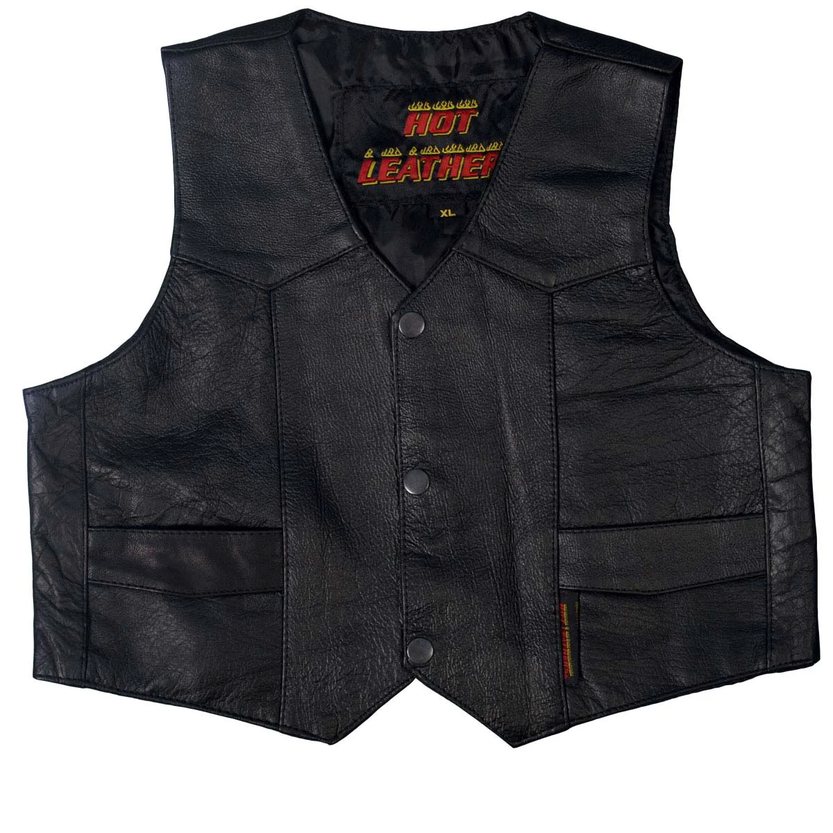 Verified Hot Leathers K1002 Classic Toddler Black Leather Biker Vest Refined