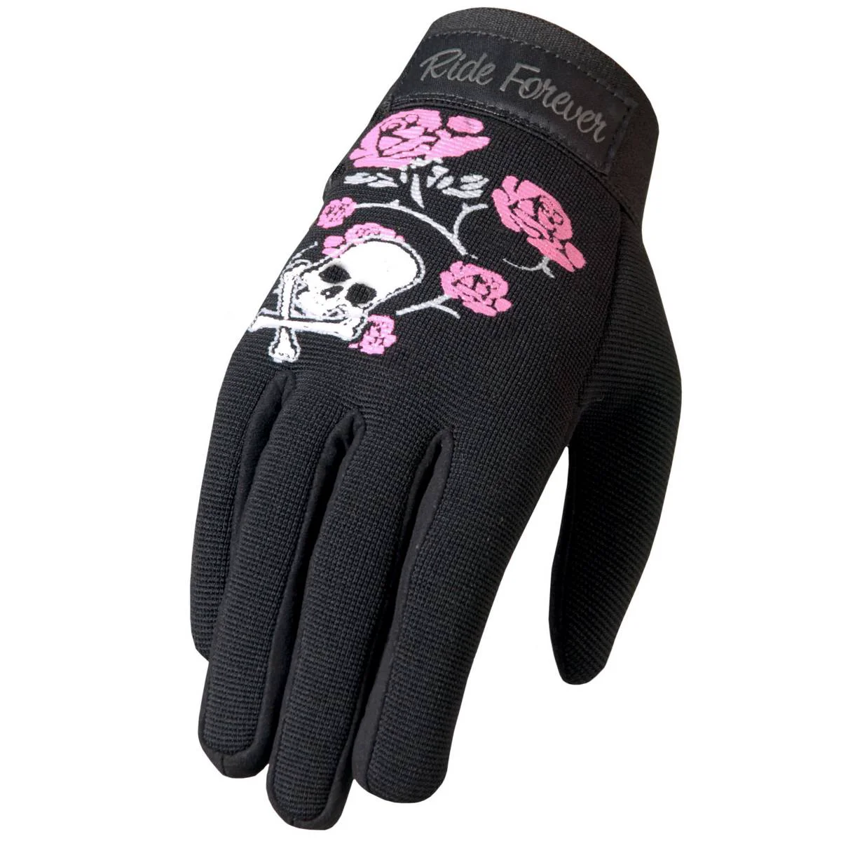 Eco-Friendly Hot Leathers GVL2005 Skull and Roses Ladies Mechanics Work Gloves Stylish