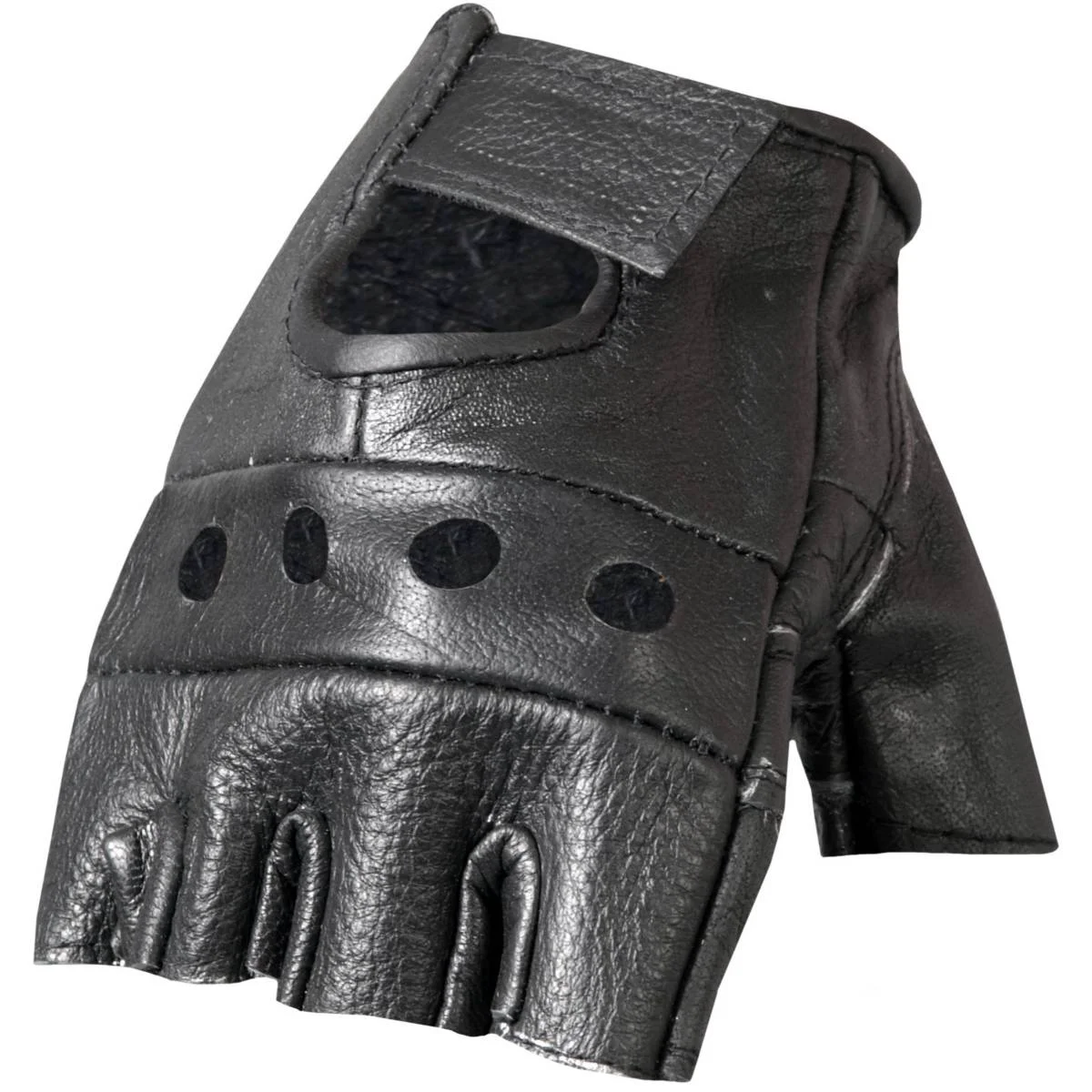 Proven Hot Leathers GVM1004 Unlined Fingerless Leather Gloves with Padded Palm Excellent
